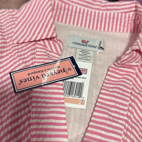 Vineyard Vines NWT Tie Front Seersucker Shirt Dress in Malibu Pank size 2 - Picture 10 of 13